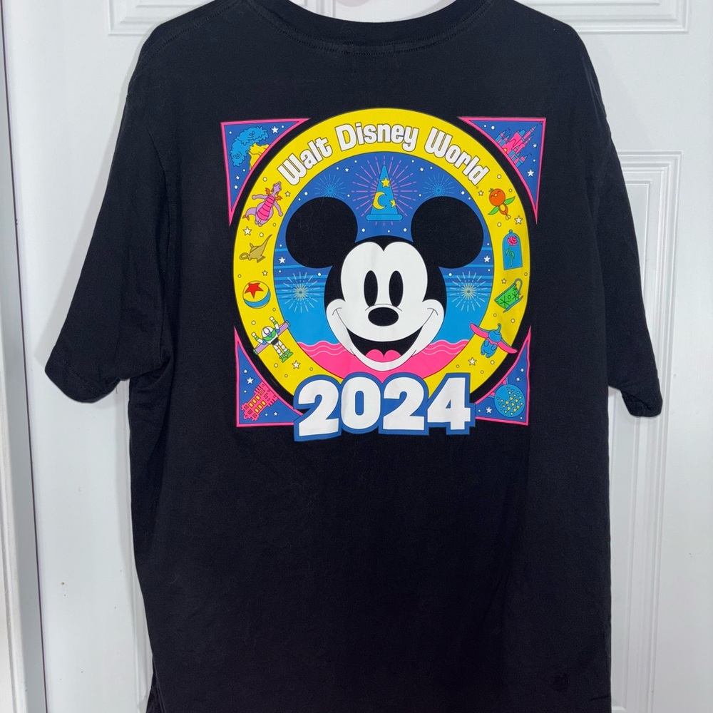 Disney Black T-Shirt with Mickey Mouse and 2024 Design